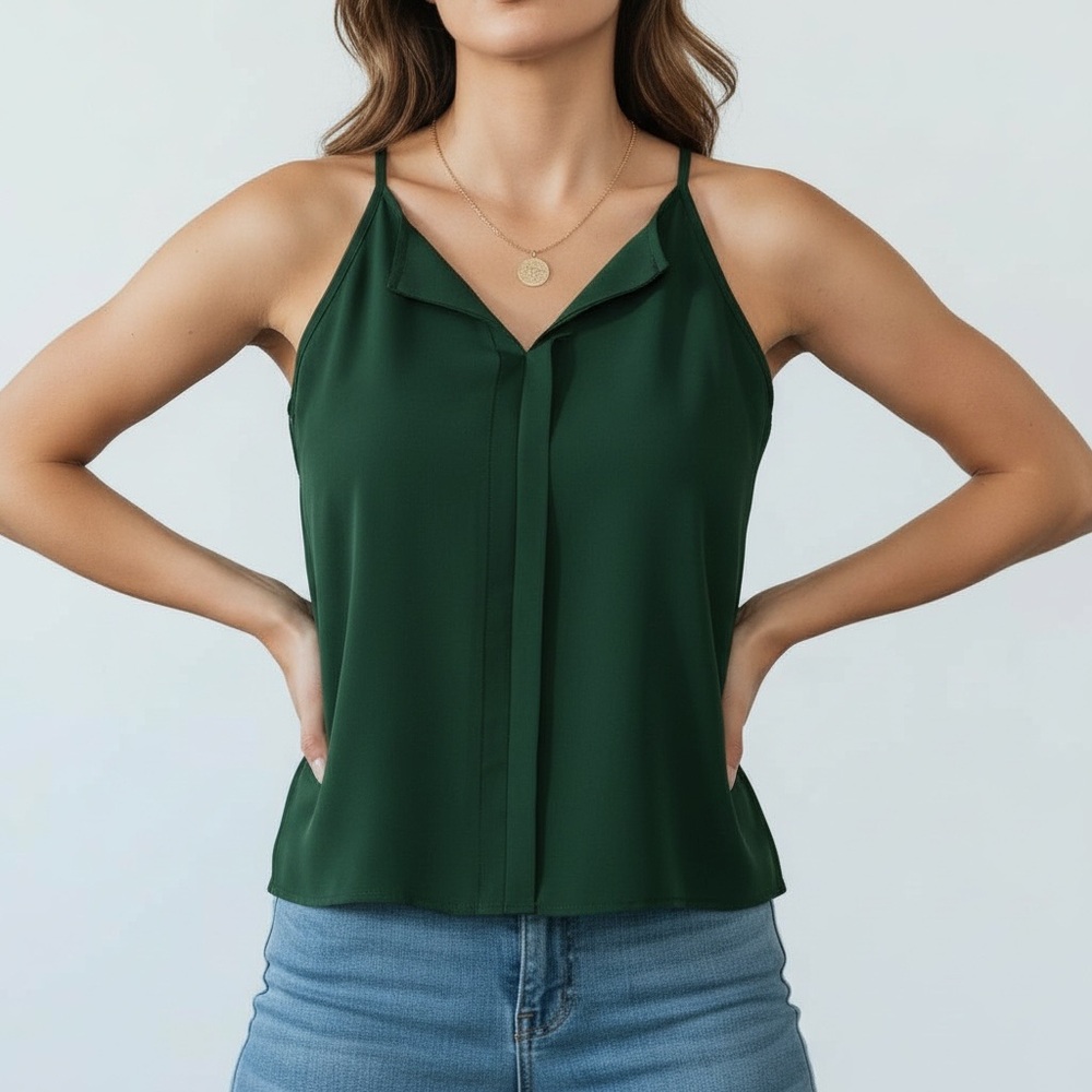 Elegant Green Women's Top Spaghetti Strap
